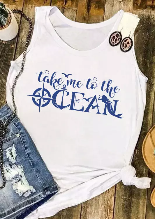 Take Me To The Ocean O-Neck Tank - White 4 Take Me To The Ocean O-Neck Tank - White - Image 2
