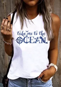 Take Me To The Ocean O-Neck Tank - White