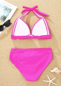 Ruched Halter Tie Bikini Set - Rose Red 9 Ruched Halter Tie Bikini Set - Rose Red -Garment Sale Store SCM013411 2 33039756434276 124