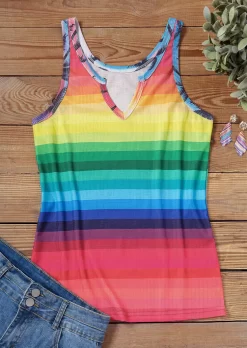 Gradient Striped Casual Tank 7 Gradient Striped Casual Tank -Garment Sale Store SCM013445 3 31384008618853 124