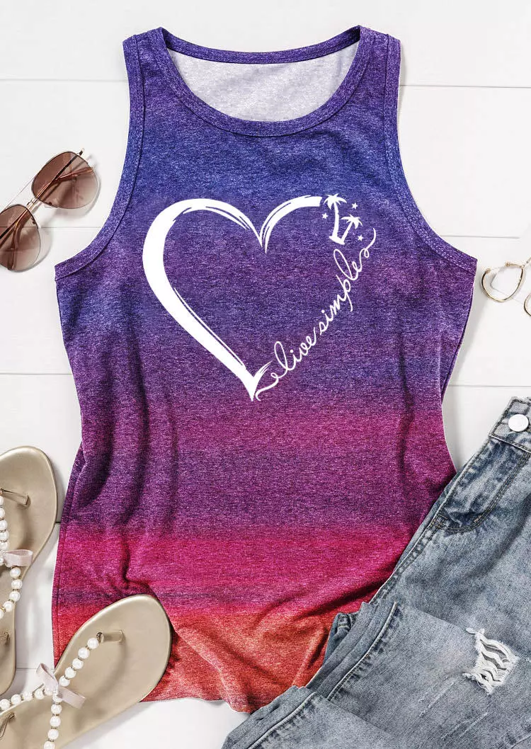 Live Simple Gradient Coconut Tree Heart Tank 4 Live Simple Gradient Coconut Tree Heart Tank - Image 2