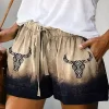 Aztec Geometric Steer Skull Pocket Tie Shorts 1 Aztec Geometric Steer Skull Pocket Tie Shorts -Garment Sale Store SCM013534 4 30141955256619 124