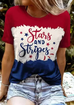 Stars And Strips Color Block T-Shirt Tee