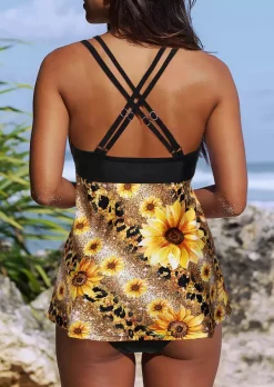 Sunflower Leopard Glitter Criss-Cross Tankini Set -Garment Sale Store SCM013627 1 30206190798082 124