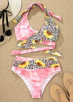 Sunflower Leopard Halter Tie Bikini Set - Pink 8 Sunflower Leopard Halter Tie Bikini Set - Pink -Garment Sale Store SCM013760 1 30202566392079 124