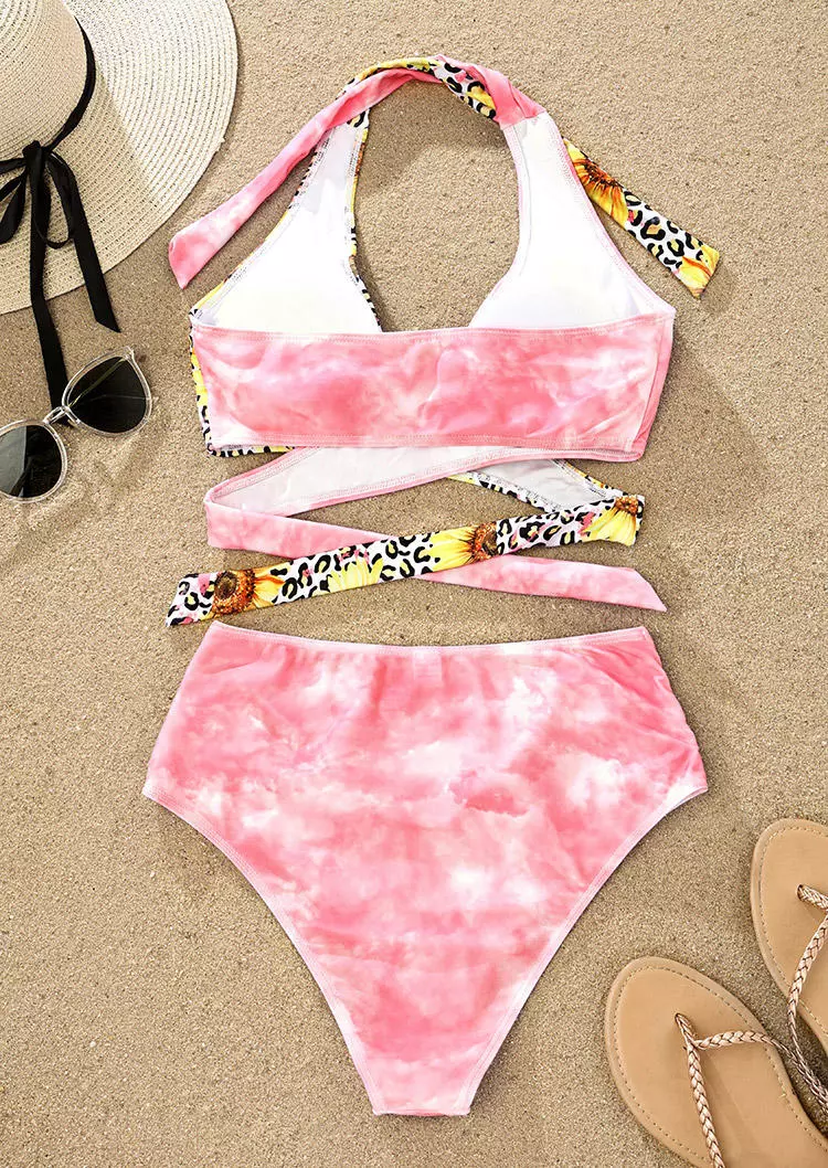 Sunflower Leopard Halter Tie Bikini Set - Pink 6 Sunflower Leopard Halter Tie Bikini Set - Pink - Image 4