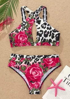 Leopard Floral Criss-Cross Hollow Out Bikini Set -Garment Sale Store SCM013847 1 30809411377939 124