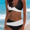 Color Block Ruched Halter Bikini Set -Garment Sale Store SCM013848 4 99521001 124