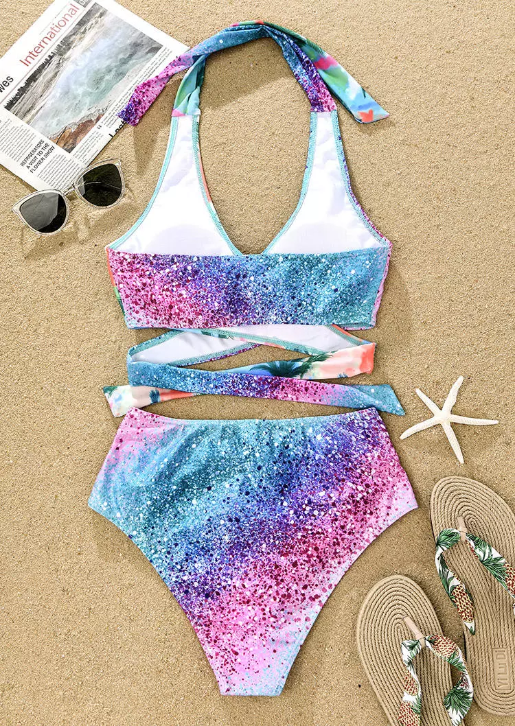 Gradient Glitter Coconut Tree Tie Bikini Set 5 Gradient Glitter Coconut Tree Tie Bikini Set - Image 3