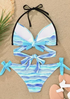 Abstract Water Halter Tie Bikini Set - Blue -Garment Sale Store SCM013920 1 40655633243496 124