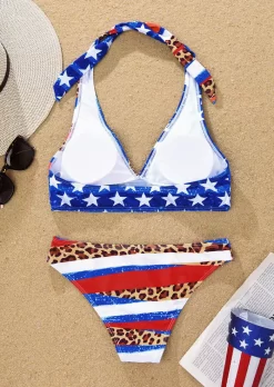 Leopard American Flag Halter Bikini Set 8 Leopard American Flag Halter Bikini Set -Garment Sale Store SCM013981 1 31678142082356 124