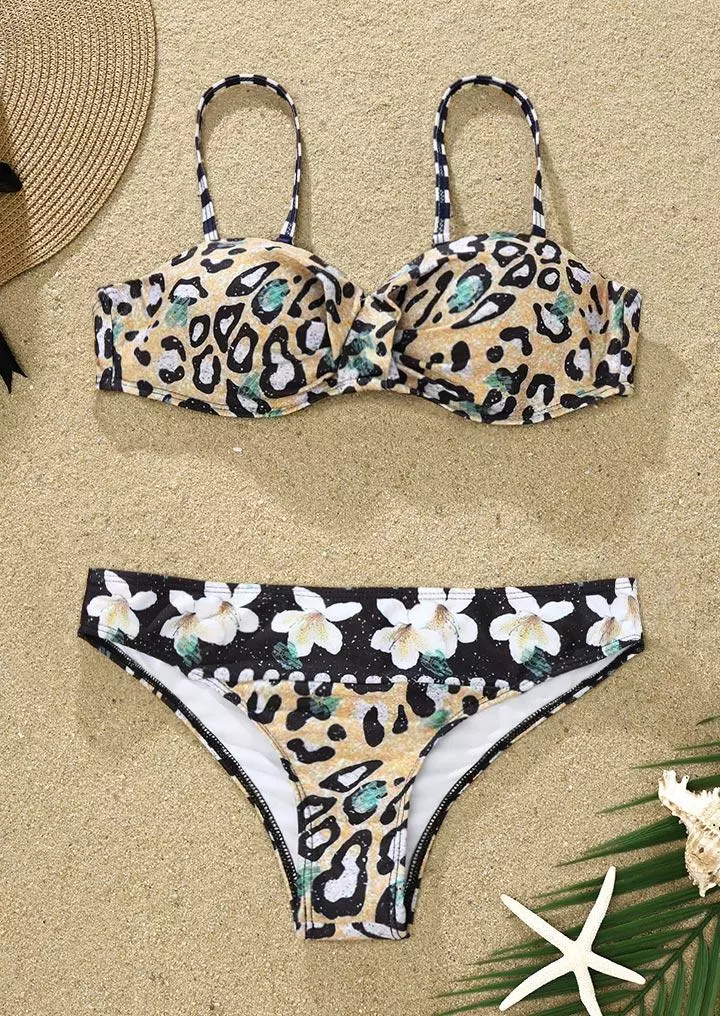 Floral Leopard Striped Bikini Set 4 Floral Leopard Striped Bikini Set - Image 2