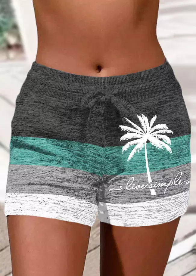 Live Simple Coconut Tree Color Block Shorts 3 Live Simple Coconut Tree Color Block Shorts