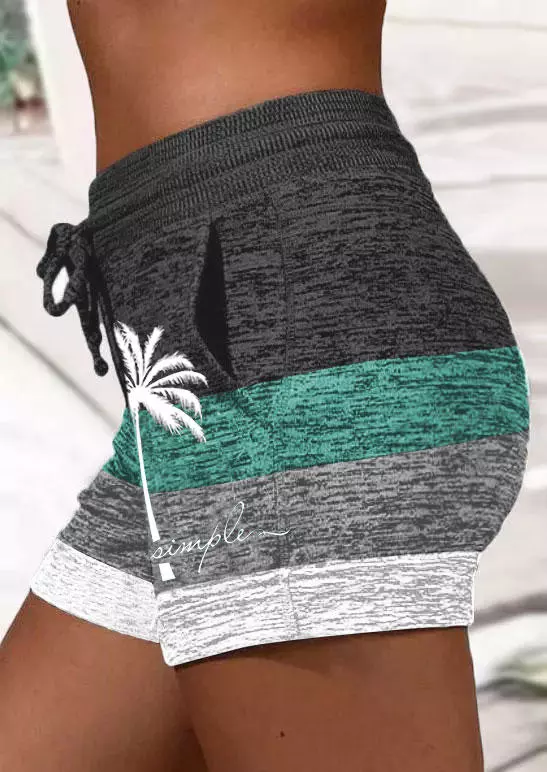 Live Simple Coconut Tree Color Block Shorts 4 Live Simple Coconut Tree Color Block Shorts - Image 2