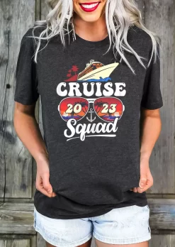 Cruise Squad 2023 Glasses Anchor T-Shirt Tee - Dark Grey
