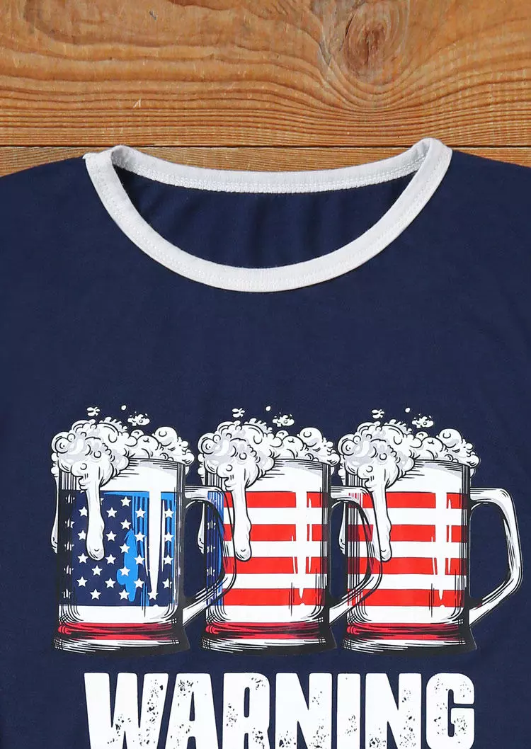 Warning The Girls Are Drinking Again American Flag T-Shirt Tee -Blue 5 Warning The Girls Are Drinking Again American Flag T-Shirt Tee -Blue - Image 3