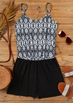 Pocket Ethnic Spaghetti Strap Romper 9 Pocket Ethnic Spaghetti Strap Romper -Garment Sale Store SCM014457 2 32039933725422 124