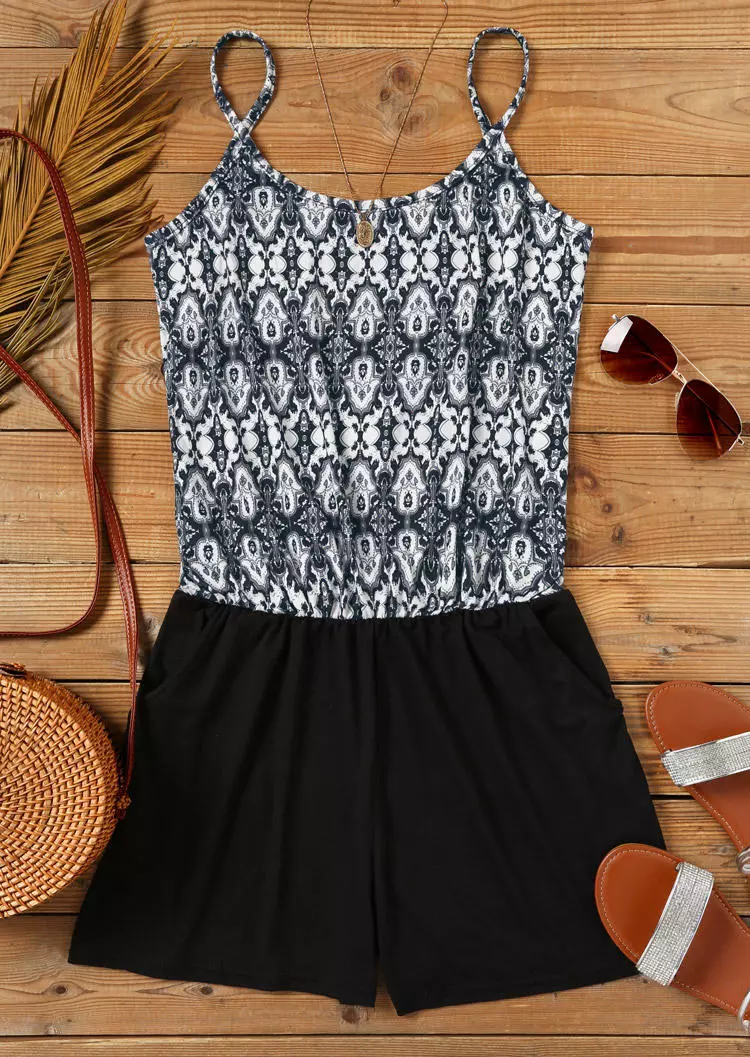 Pocket Ethnic Spaghetti Strap Romper 5 Pocket Ethnic Spaghetti Strap Romper - Image 3