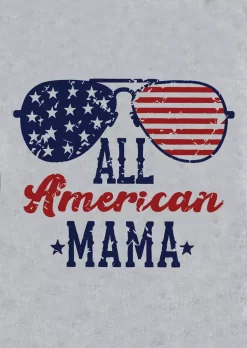 All American Mama Glasses T-Shirt Tee - Light Grey 9 All American Mama Glasses T-Shirt Tee - Light Grey -Garment Sale Store SCM014465 1 32333754409816 124
