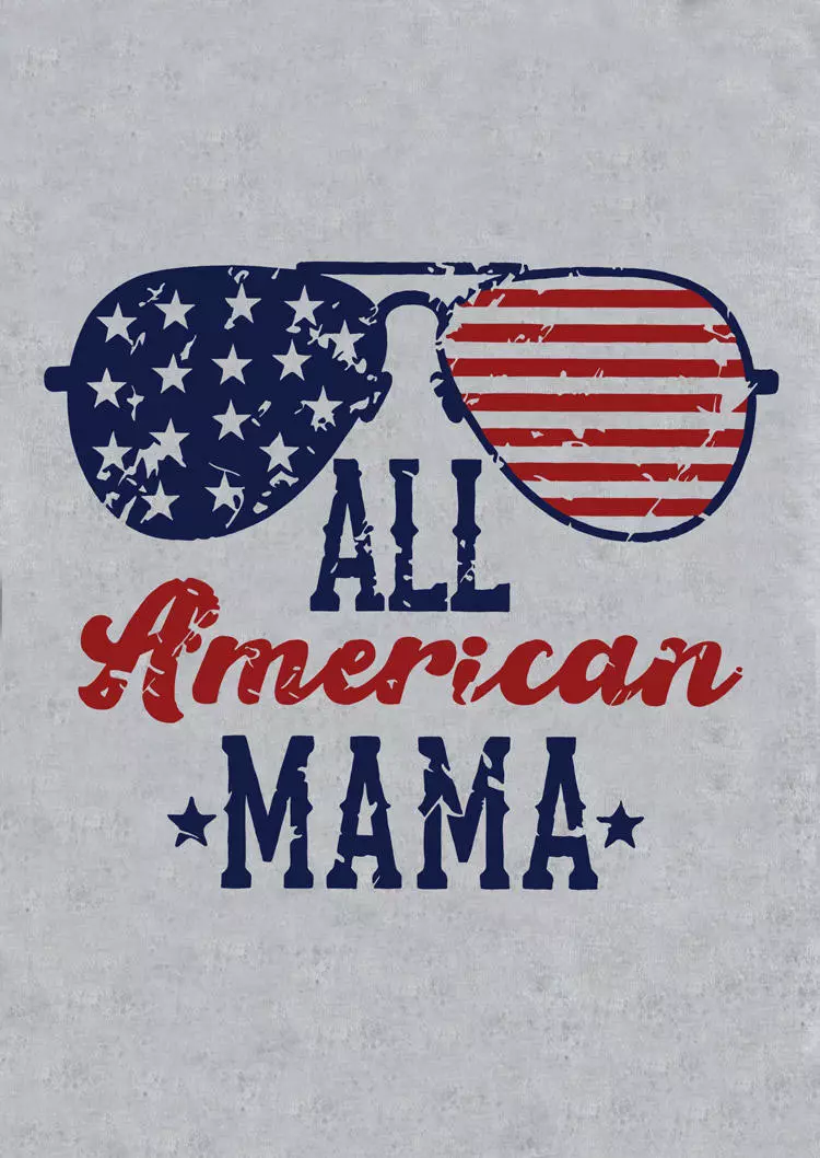 All American Mama Glasses T-Shirt Tee - Light Grey 6 All American Mama Glasses T-Shirt Tee - Light Grey - Image 4