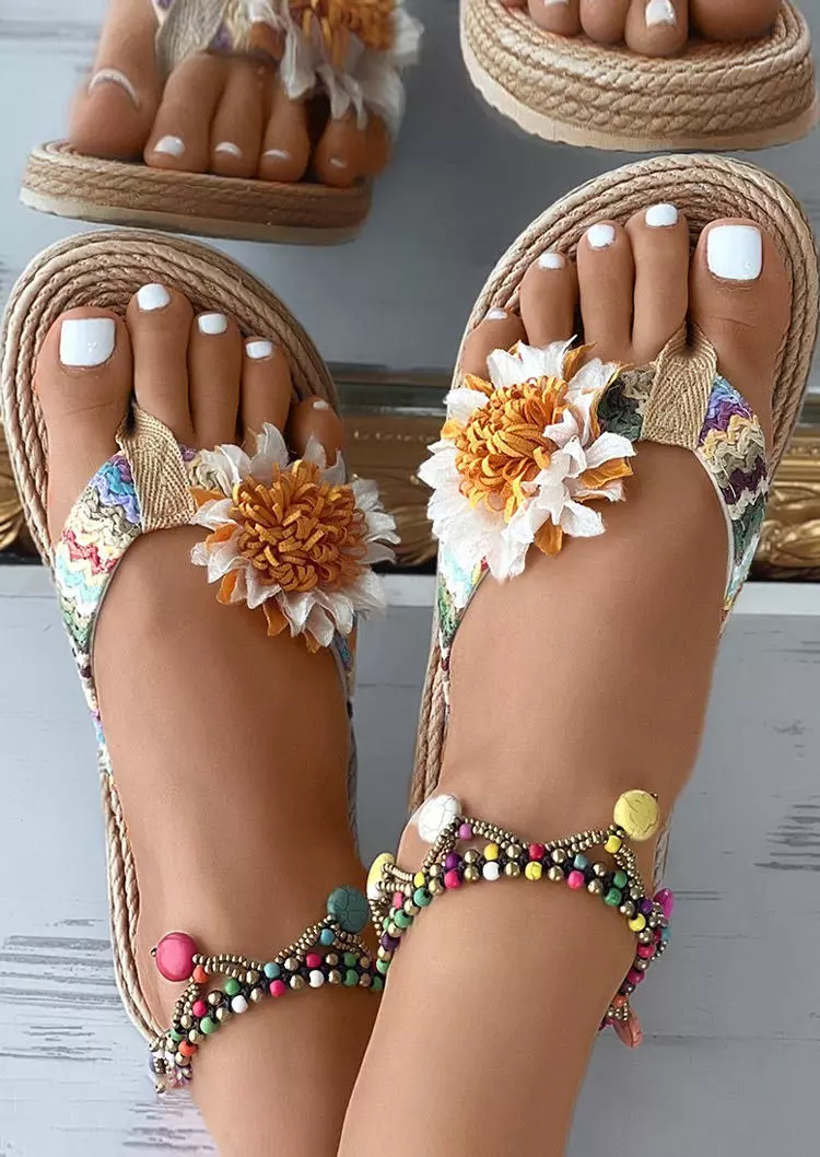 Sunflower Flip Flops Trendy Flat Slippers Without Anklet - White 5 Sunflower Flip Flops Trendy Flat Slippers Without Anklet - White - Image 3