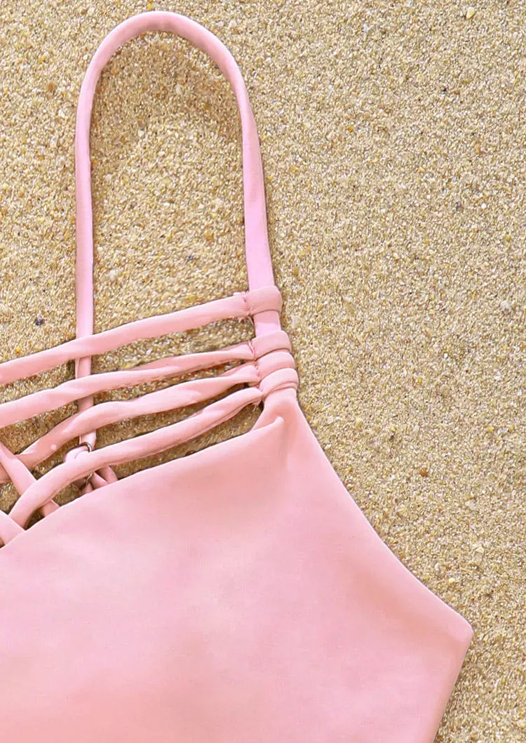 Criss-Cross Spaghetti Strap Bikini Set - Light Pink 6 Criss-Cross Spaghetti Strap Bikini Set - Light Pink - Image 4