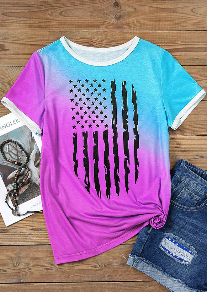 American Flag Gradient T-Shirt Tee 4 American Flag Gradient T-Shirt Tee - Image 2