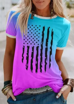 American Flag Gradient T-Shirt Tee