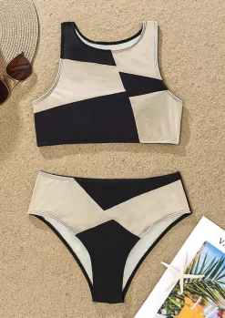Color Block Sleeveless High Waist Bikini Set -Garment Sale Store SCM014757 2 33114945960844 124