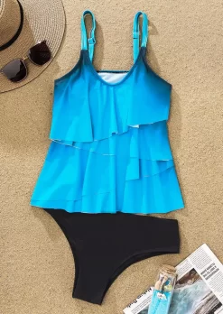 Gradient Ruffled Tankini Set - Blue -Garment Sale Store SCM014818 1 40408943959051 124