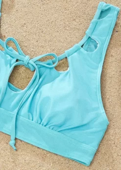 Hollow Out Tie Casual Bikini Set - Blue -Garment Sale Store SCM014821 1 33076105673163 124