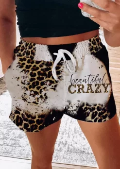 Beautiful Crazy Leopard Tie Dye Drawstring Pocket Shorts