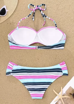 Striped Twist Halter Tie Bikini Set -Garment Sale Store SCM014874 3 41179474849662 124