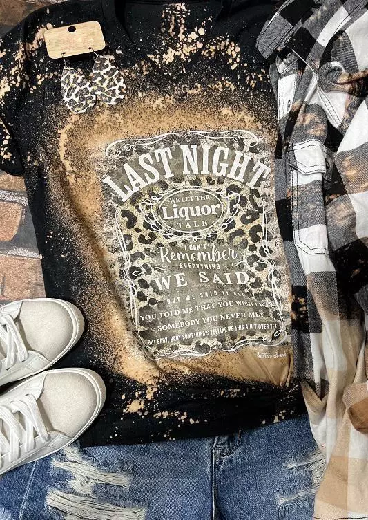 Last Night Leopard Glitter Bleached T-Shirt Tee 3 Last Night Leopard Glitter Bleached T-Shirt Tee
