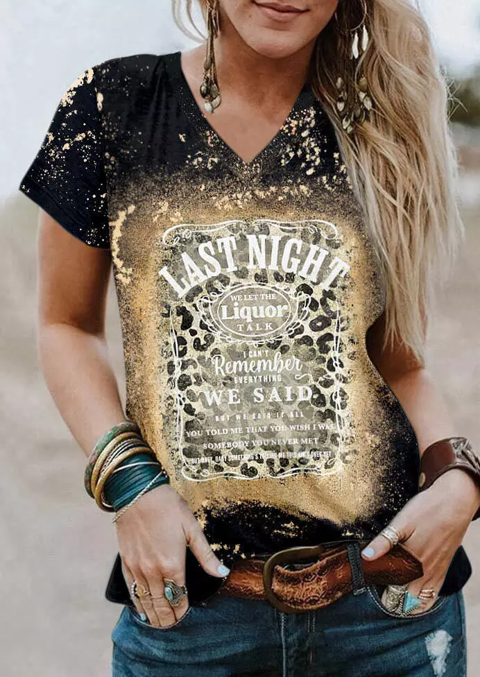 Last Night Leopard Glitter Bleached T-Shirt Tee 4 Last Night Leopard Glitter Bleached T-Shirt Tee - Image 2
