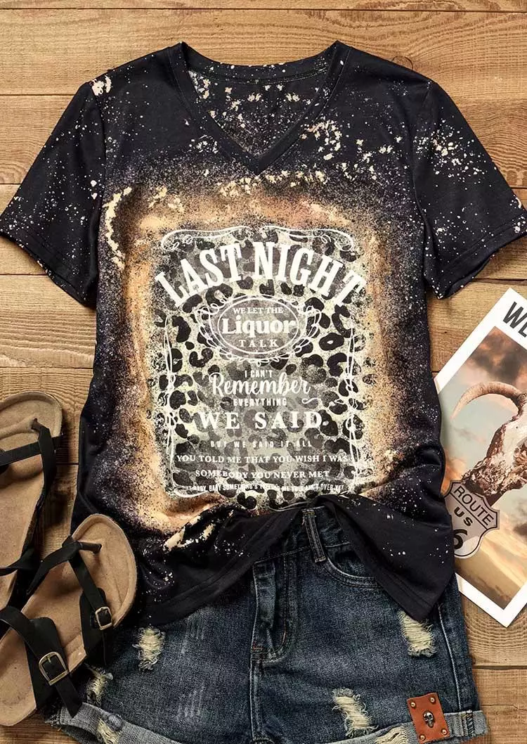 Last Night Leopard Glitter Bleached T-Shirt Tee 5 Last Night Leopard Glitter Bleached T-Shirt Tee - Image 3