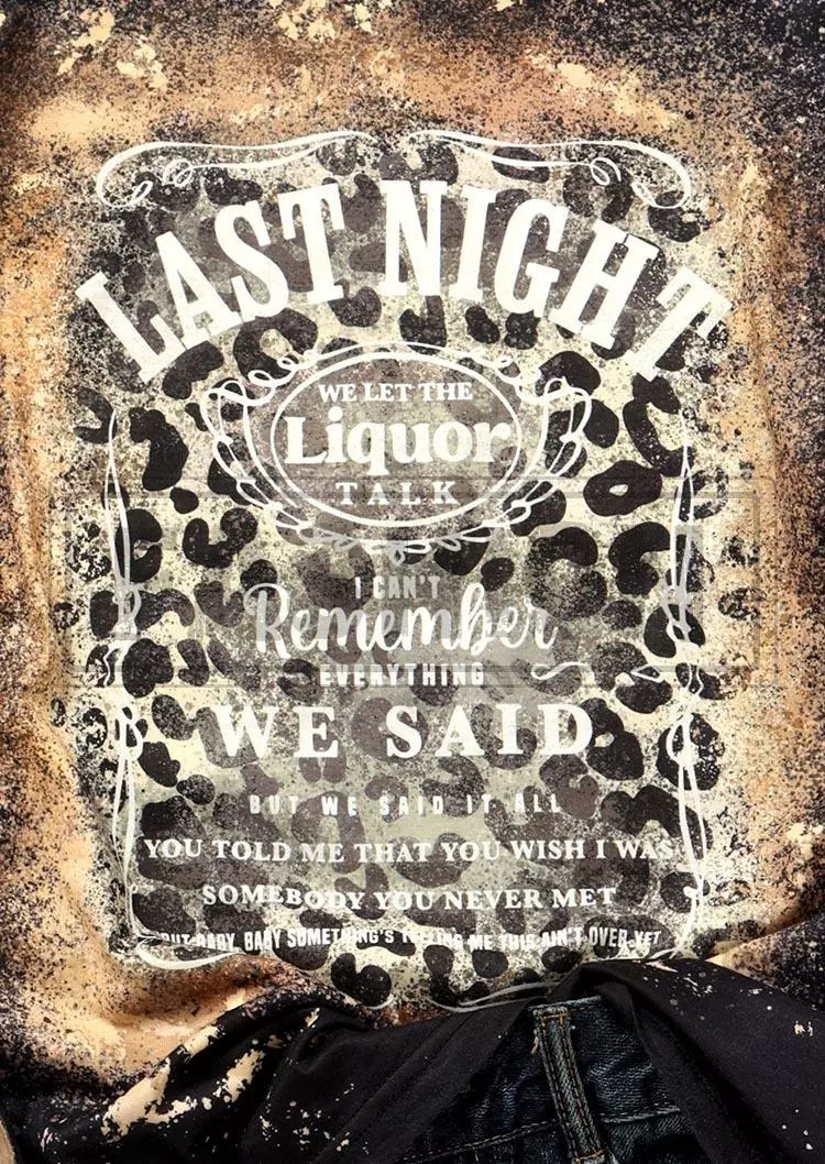 Last Night Leopard Glitter Bleached T-Shirt Tee 6 Last Night Leopard Glitter Bleached T-Shirt Tee - Image 4