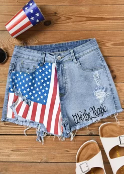 We Are People American Flag Ripped Hole Pocket Denim Shorts - Light Blue 9 We Are People American Flag Ripped Hole Pocket Denim Shorts - Light Blue -Garment Sale Store SCM014942 3 42180450764428 124