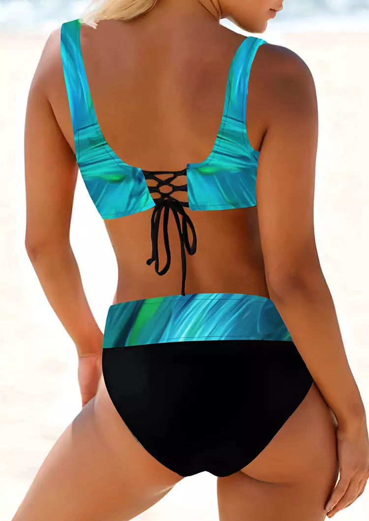 Color Block Criss-Cross Lace Up Bikini Set 4 Color Block Criss-Cross Lace Up Bikini Set - Image 2