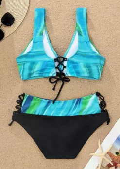 Color Block Criss-Cross Lace Up Bikini Set 11 Color Block Criss-Cross Lace Up Bikini Set -Garment Sale Store SCM014966 1 41250737159094 124