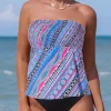 Allover Print Smocked Strapless Bandeau Tankini Set 2 Allover Print Smocked Strapless Bandeau Tankini Set -Garment Sale Store SCM014967 1 40784980005196 124