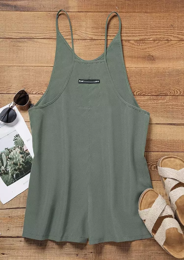 Pocket Spaghetti Strap Romper - Green 5 Pocket Spaghetti Strap Romper - Green - Image 3