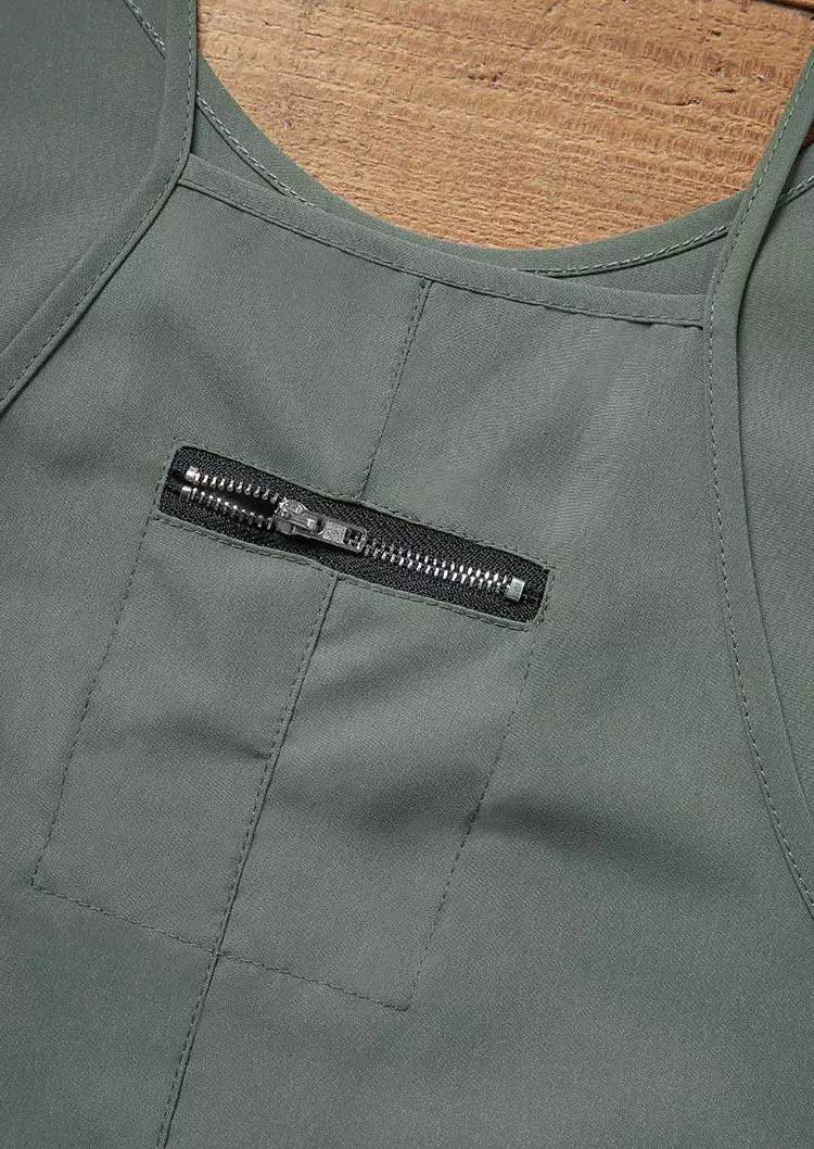 Pocket Spaghetti Strap Romper - Green 6 Pocket Spaghetti Strap Romper - Green - Image 4