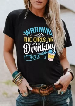 Warning The Girls Are Drinking Again T-Shirt Tee - Black 8 Warning The Girls Are Drinking Again T-Shirt Tee - Black -Garment Sale Store SCM015052 3 51901502413046 124