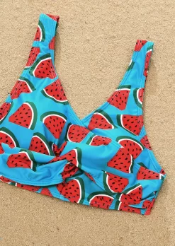 Watermelon Criss-Cross Ruched Bikini Set - Blue -Garment Sale Store SCM015072 1 40719104242784 124