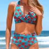 Watermelon Criss-Cross Ruched Bikini Set - Blue -Garment Sale Store SCM015072 1 40719104631142 124