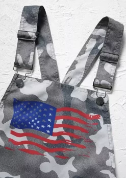 American Flag Camouflage Pocket Overall Romper - Blue -Garment Sale Store SCM015113 1 42030309015627 124