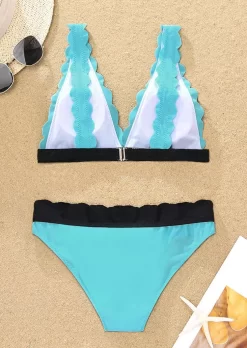 Color Block Open Back Bikini Set - Lake Blue 11 Color Block Open Back Bikini Set - Lake Blue -Garment Sale Store SCM015125 1 41196610107278 124