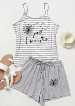 Just Breathe Dandelion Striped Camisole And Shorts Pajamas Set 7 Just Breathe Dandelion Striped Camisole And Shorts Pajamas Set -Garment Sale Store SCM015128 4 41143913187369 124