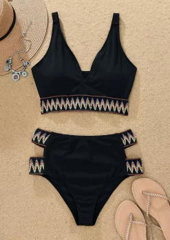 Geometric Hollow Out Bikini Set - Black 9 Geometric Hollow Out Bikini Set - Black -Garment Sale Store SCM015130 1 41149878533107 124
